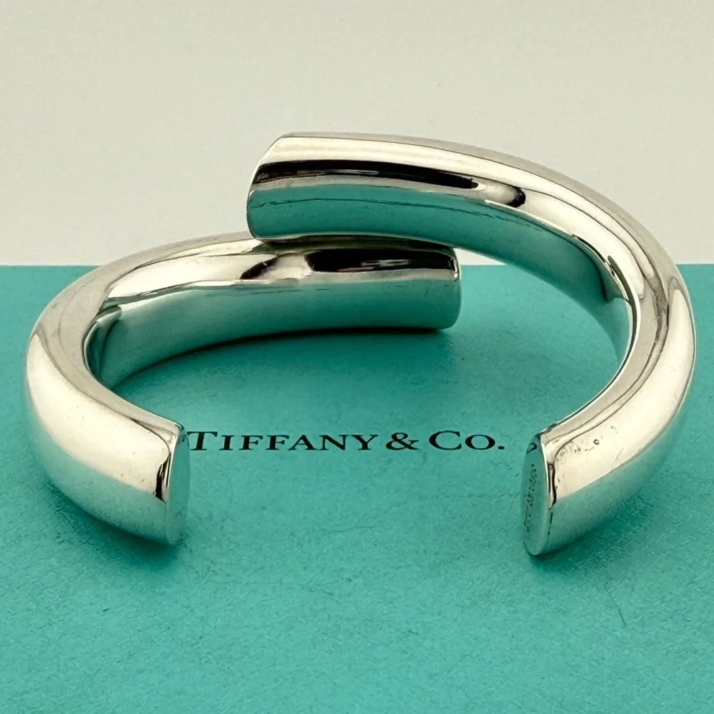 Vtg. Tiffany & Co. Chunky Bypass Cuff Bracelet Sterling Silver - Picture 5 of 7